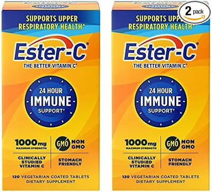 Ester-C Vitamin C 1000 mg Coated 120 Count, 2)