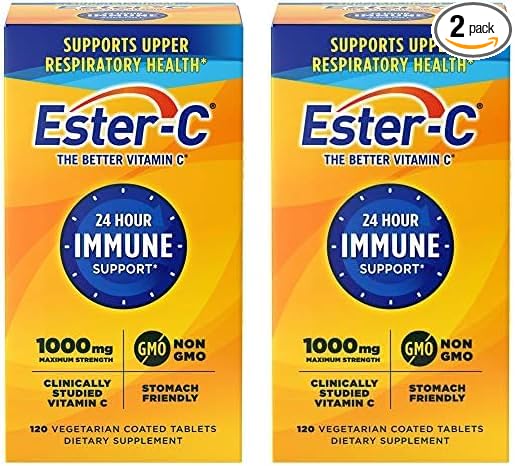 Ester-C Vitamin C 1000 mg Coated 120 Count, 2)