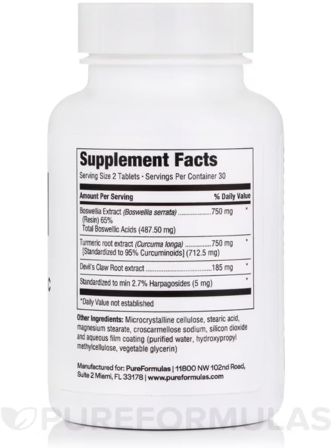 PureFormulas Boswellia Turmeric Supplements for Joint 60 Tablets