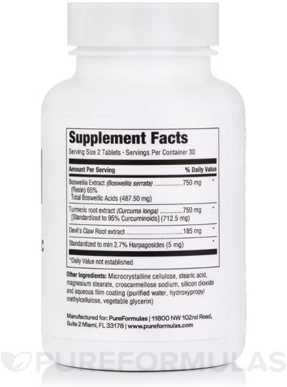 PureFormulas Boswellia Turmeric Supplements for Joint 60 Tablets