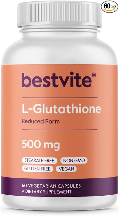 BESTVITE L-Glutathione 500mg (60 Vegetarian Capsules)