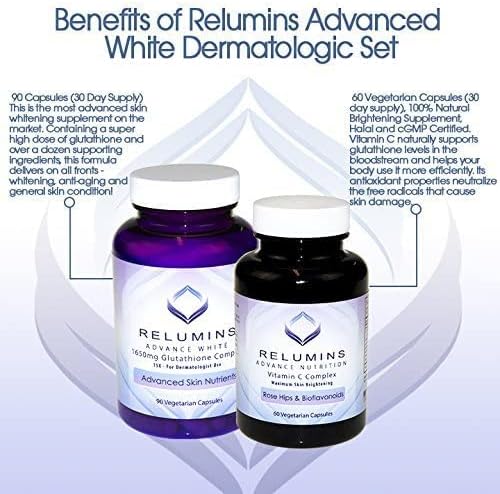 Relumins Advanced White Set 1650mg Glutathione (90 Capsules) (60 Capsules)
