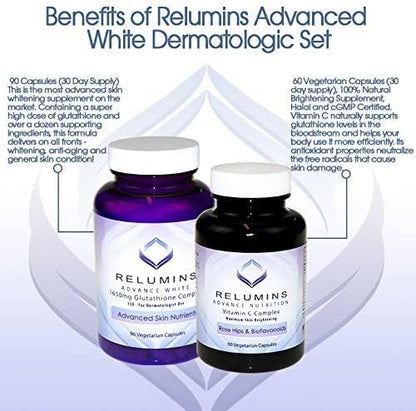 Relumins Advanced White Set 1650mg Glutathione (90 Capsules) (60 Capsules)