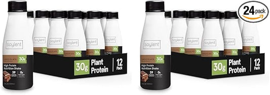 Soylent Chocolate High Protein Shake, 30g Complete Protein, Vegan, Dairy Free and 0g Sugar, Ready to Drink Protein Drinks, 11 Oz, 24 Pack