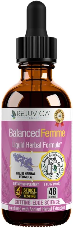 Rejuvica Health Balanced Femme - Advanced Female Balance Support Supplement - Liquid Delivery for Better Absorption - Vitex, Dong Quai, Black Cohosh, Maca Wild Yam & More!