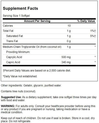 Swanson Pharmaceutical Grade Mct Pure 1000 Milligrams 90 Sgels