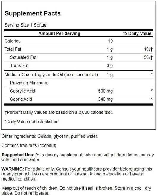 Swanson Pharmaceutical Grade Mct Pure 1000 Milligrams 90 Sgels