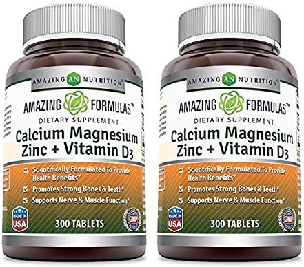 Amazing Formulas Calcium Magnesium Zinc D3 Supplement (300 Count 2 Pack)