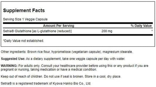 Swanson Amino Acid High Potency L-Glutathione 200 Milligrams 60 Veg