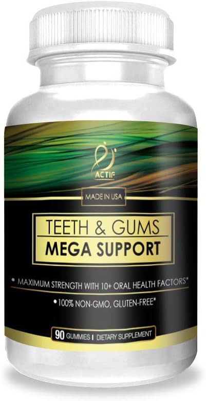 Actif Teeth and Gums Mega Support, Oral Probiotics Supplement for Mouth and Dental Multivitamin Supplement, 90 Gummies