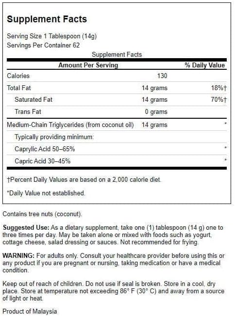 Swanson 100% Pure Mct Oil 32 fl Ounce (946 ml) Liquid