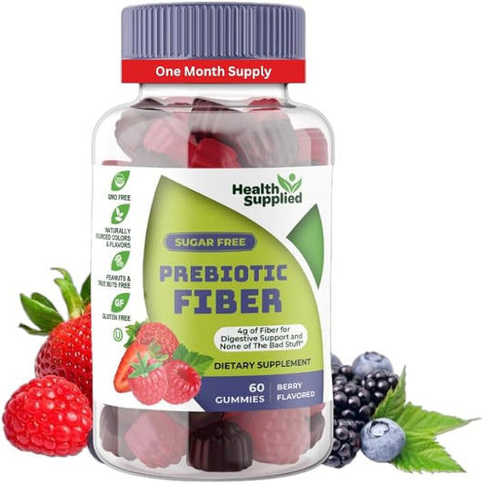 Mixed Berry Flavored Prebiotic Fiber Gummies - Supports Digestive System Through Gut Cleansing and Constipation Relief - Assists with Weight Loss Plan - Great Tasting and Easy to Swallow