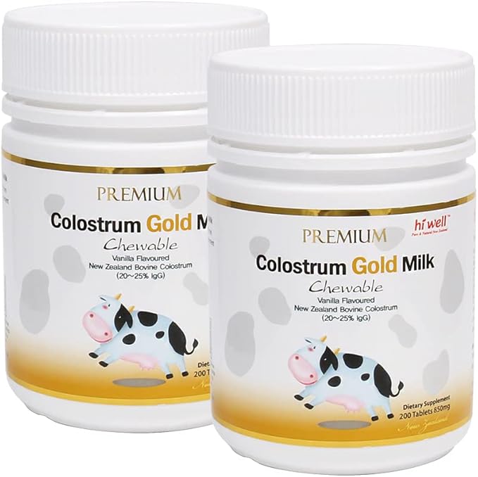 (Pack of 2) Hi Well Premium Grass-Fed Colostrum Gold Milk 200Tablets