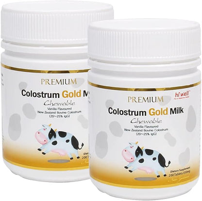 (Pack of 2) Hi Well Premium Grass-Fed Colostrum Gold Milk 200Tablets