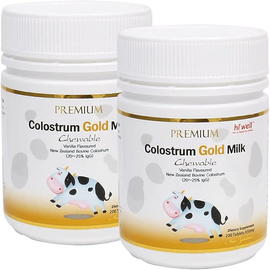 (Pack of 2) Hi Well Premium Grass-Fed Colostrum Gold Milk 200Tablets