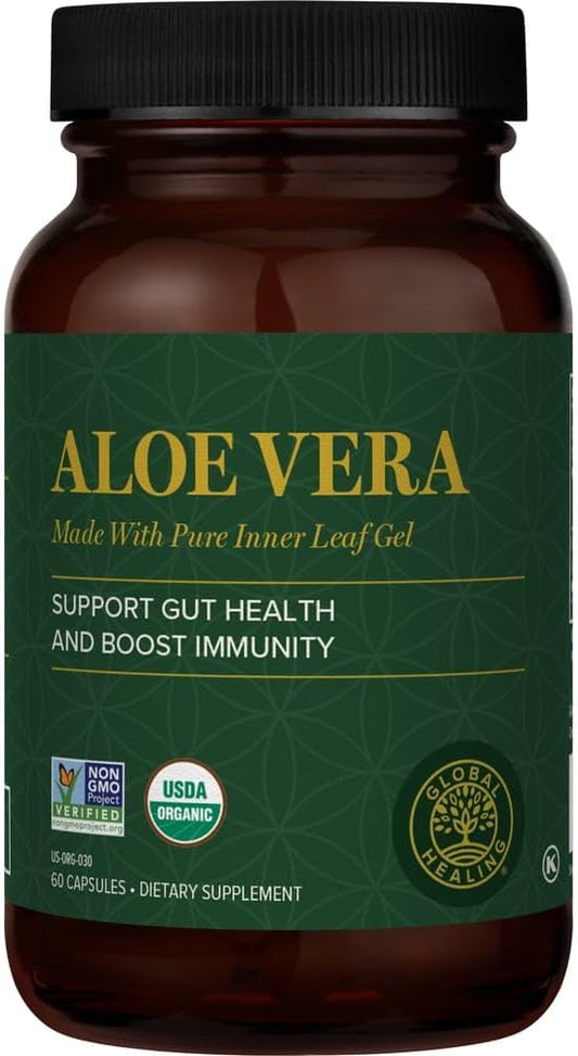 Global Healing Aloe Vera Bio-Active Organic 200x Concentrate 60 Capsules