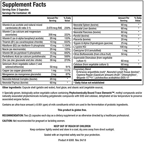 Biotics Research Bio Immunozyme Forte Multivitamin/Mineral 90 Capsules
