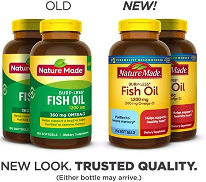 Fish Oil Burp-Less, 1200mg, 360mg Omega 3, 150ct 150ct