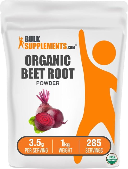 BulkSupplements.com Organic Beet Root Powder - Beet Powder Organic, Beetroot Supplement - Superfood Supplement, Vegan & Gluten Free - 3500mg per Serving, 1kg (2.2 lbs) (Pack of 1)