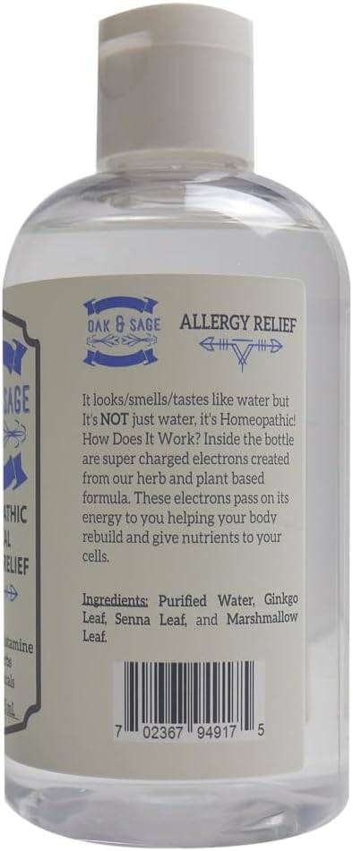OAK & SAGE Homeopathic Topical Allergy Relief 8oz - 100% Herbs,