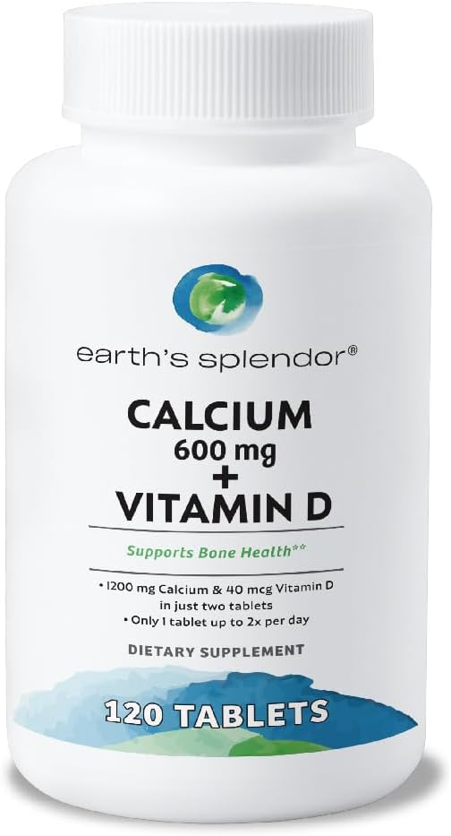 Earth's Splendor Bone Health Support, (600mg Calcium, 120 Tablets)