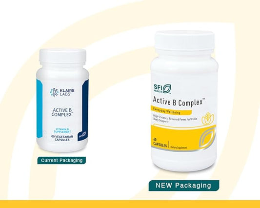 Klaire Labs Active B Complex - Energy & Mood Support B Vitamin Supplement with Metafolin Folate, Methylcobalamin B12, Biotin & VIT B6 - High Potency, Hypoallergenic B Vitamins (60 Capsules)