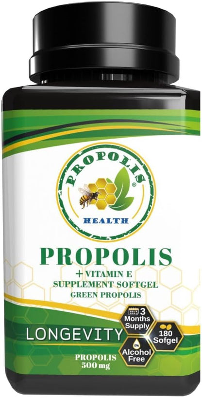 Propolis Health Propolis Capsules 1000mg-Daily 2 Capsules 50 Days (180 Capsules)
