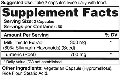 Milk Thistle Extract (80% Silymarin Flavonoids) 120 Capsules
