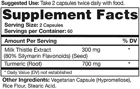 Milk Thistle Extract (80% Silymarin Flavonoids) 120 Capsules