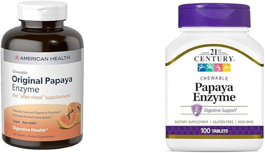 American Health Papaya Digestive Enzyme Chewable 600 Count 21st Century 100 Count