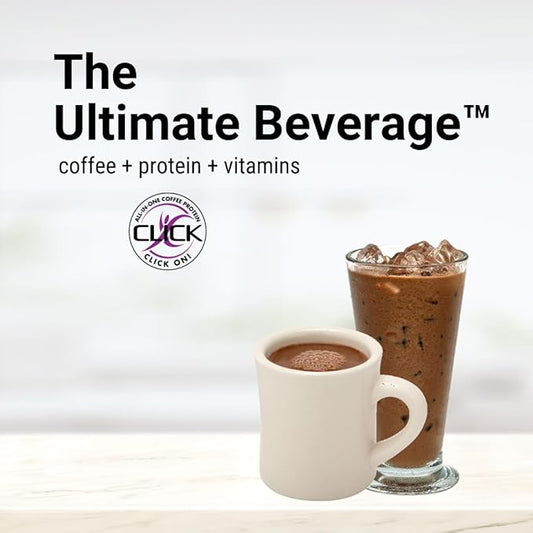 Click Coffee Protein Powder Packets, High (150mg Caffeine), 23 Essential