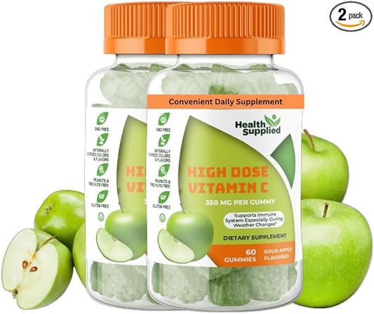 Sour Apple Flavored Vitamin C Gummies 1050 mg (2 Pack)