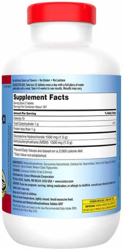 Kirkland Signature Glucosamine HCI Extra Strength 1-Pack of 375 Tablets