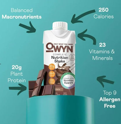 OWYN Plant-Based Complete Nutrition Protein Shake, 20g plant 23 Vitamins 12 pack)