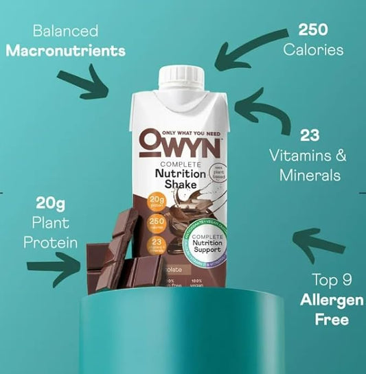 OWYN Plant-Based Complete Nutrition Protein Shake, 20g plant 23 Vitamins 12 pack)