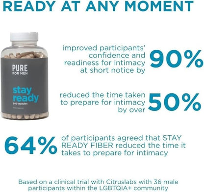 Pure for Men Original Vegan Cleanliness Stay Ready Fiber Supplement | Helps Promote Digestive Regularity | Psyllium Husk, Aloe Vera, Chia Seeds, Flaxseeds | Proprietary Formula | 120 Vegan Capsules