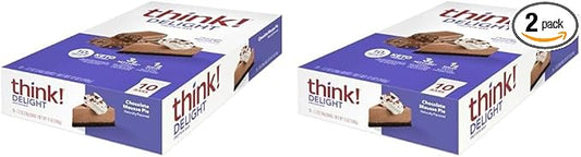 think! Delight, Keto Protein Bars, Healthy Low Carb, Gluten Free Snack - Chocolate Mousse Pie, 10 Count (Packaging May Vary) (Pack of 2)