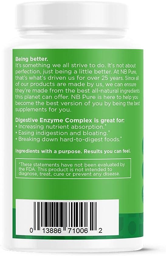 Nbpure Vegan Digestive Enzyme Complex – 12 Enzymes 3 Herbs