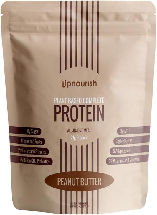 UpNourish Peanut Butter Vegan Protein Powder, 15 Servings