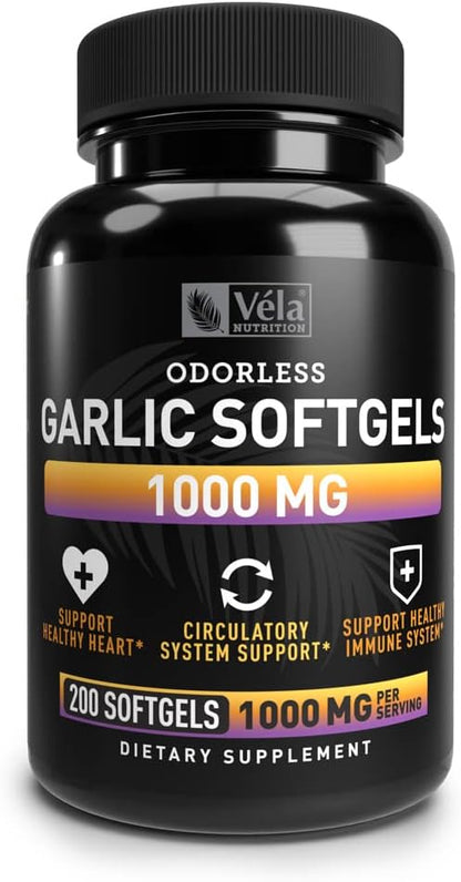 Odorless Garlic Supplement 1,000 mg 3rd Party 200 Capsules