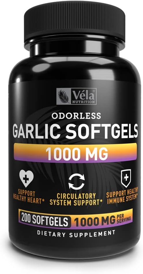 Odorless Garlic Supplement 1,000 mg 3rd Party 200 Capsules
