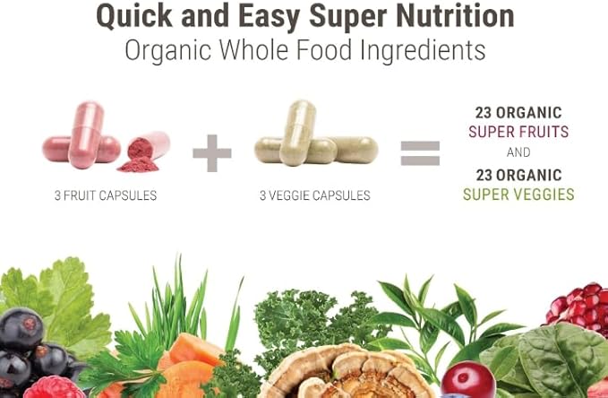 Júce Super Fruits & Super Veggies Capsules 23 Fruits 23 Vegetables 180 Count