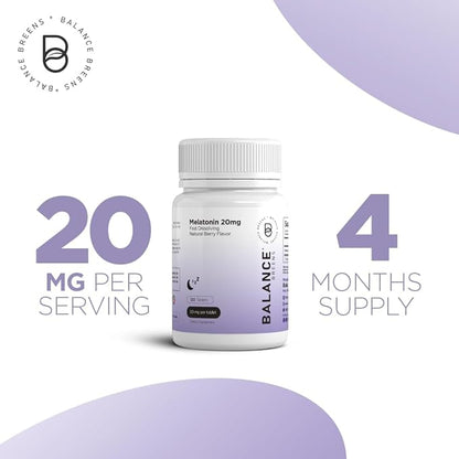 Melatonin 20mg, 100% Drug Free, Fast-Dissolve 120 Tablets