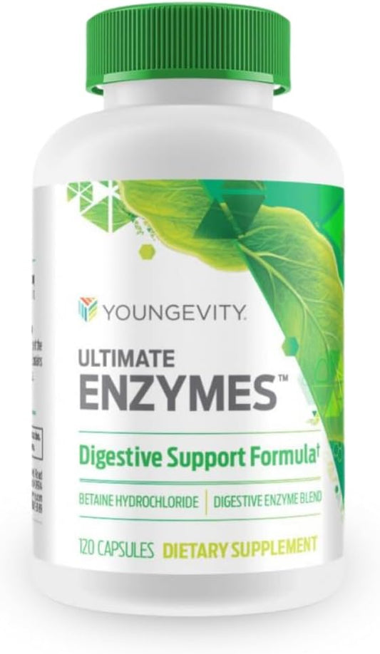 Youngevity Ultimate Enzymes® 10X, Papain 6M, Pepsin 1:3000 (120 (120 Capsules)