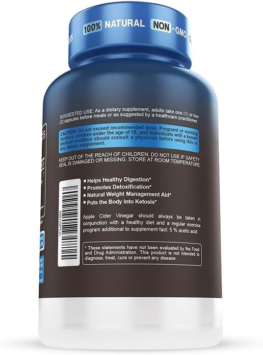 Herbtonics Apple Cider Vinegar with Keto BHB Salts - GLP-1 Support Supplement for Metabolism and Appetite Control, 240 Capsules.