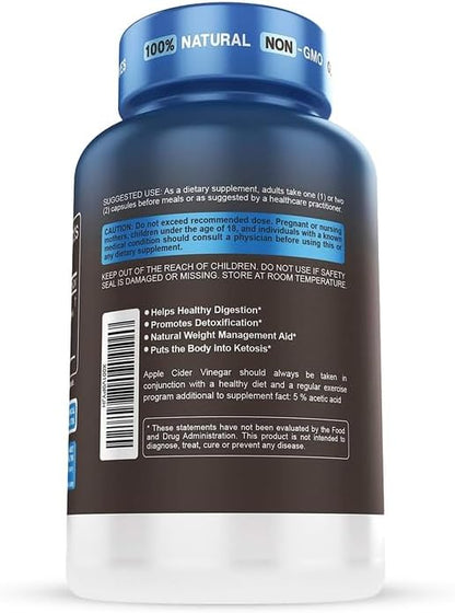 Herbtonics Apple Cider Vinegar with Keto BHB Salts - GLP-1 Support Supplement for Metabolism and Appetite Control, 240 Capsules.