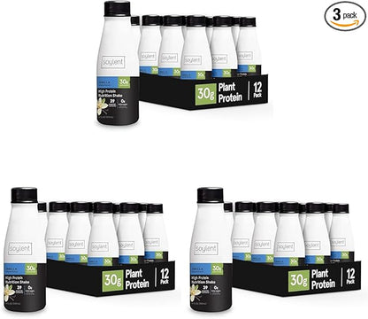 Soylent Vanilla High Protein Shake, 30g Complete Protein, Vegan, Dairy Free and 0g Sugar, Ready to Drink Protein Drinks, 11 Oz, 36 Pack