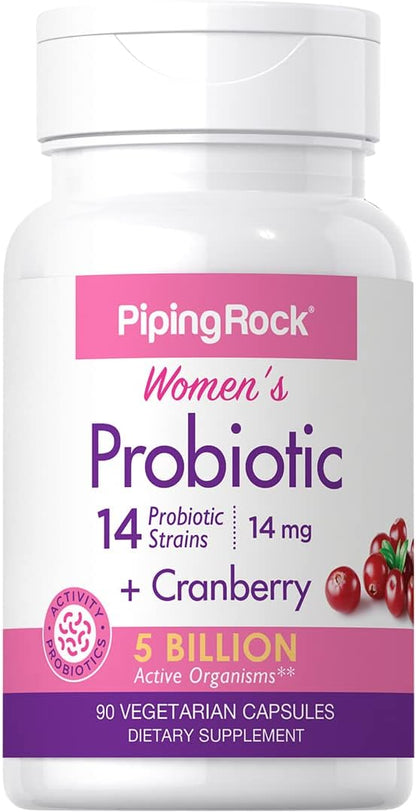 Piping Rock Probiotic with Cranberry for Women 90 Capsules 14 Probiotic