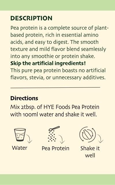 HYE FOODS Premium Pea Protein 2 lb |100% Peas 30 Servings