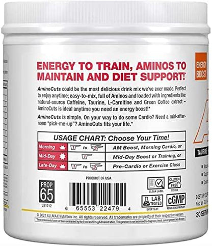 ALLMAX Nutrition AMINOCUTS (ACUTS), Amino-Charged Energy Drink with Taurine, L-Carnitine, Green Coffee Bean Extract, Pina Colada, 30 Servings